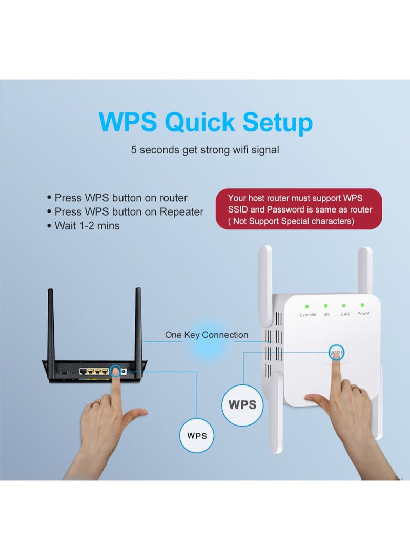 5G Wireless WiFi Signal Booster Router The total speed can reach 1200Mbps, supports WPS one-click pairing, and is equipped with 4 external high-gain antennas - Image 4